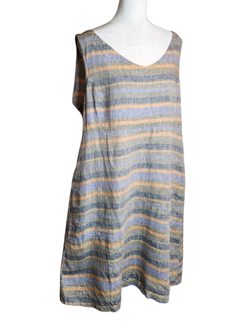 Toad & Co Linette Striped 100% Linen Sleeveless Dress Size XL - Picture 4 of 8